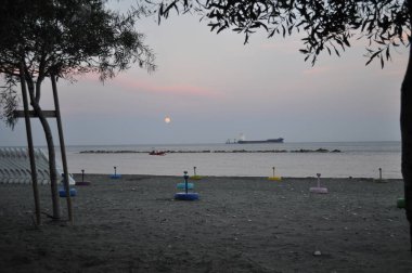 Kıbrıs 'taki güzel Akti Olympion Plajı Limasol