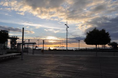 Kıbrıs 'taki güzel Akti Olympion Plajı Limasol