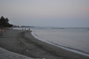 Kıbrıs 'taki güzel Akti Olympion Plajı Limasol