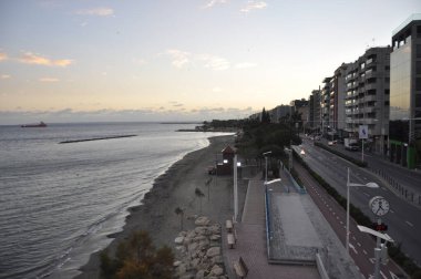 Kıbrıs 'taki güzel Akti Olympion Plajı Limasol