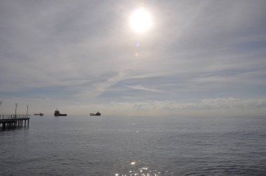 Kıbrıs 'taki güzel Akti Olympion Plajı Limasol