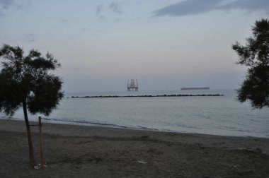 Kıbrıs 'taki güzel Akti Olympion Plajı Limasol