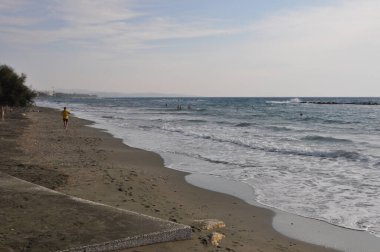 Kıbrıs 'taki güzel Akti Olympion Plajı Limasol