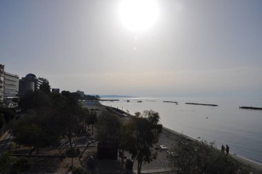 Kıbrıs 'taki güzel Akti Olympion Plajı Limasol