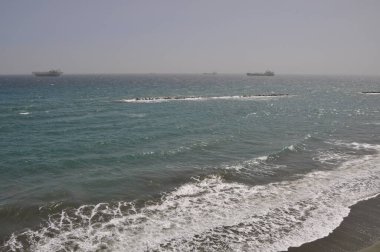 Kıbrıs 'taki güzel Akti Olympion Plajı Limasol