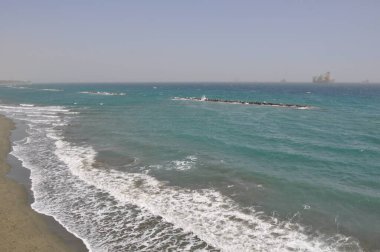 Kıbrıs 'taki güzel Akti Olympion Plajı Limasol