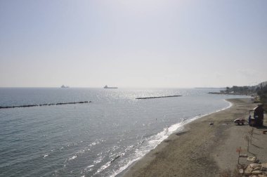 Kıbrıs 'taki güzel Akti Olympion Plajı Limasol