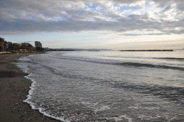 Kıbrıs 'taki güzel Akti Olympion Plajı Limasol