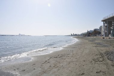 Kıbrıs 'taki güzel Akti Olympion Plajı Limasol