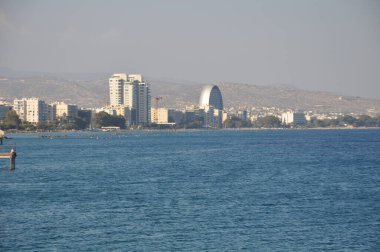 Kıbrıs 'taki güzel Akti Olympion Plajı Limasol