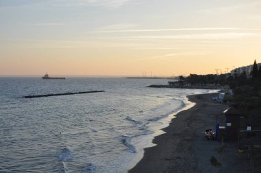 Kıbrıs 'taki güzel Akti Olympion Plajı Limasol