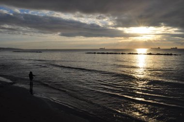 Kıbrıs 'taki güzel Akti Olympion Plajı Limasol