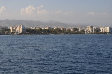 Kıbrıs 'taki güzel Akti Olympion Plajı Limasol