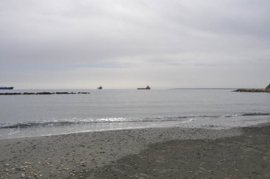 Kıbrıs 'taki güzel Akti Olympion Plajı Limasol