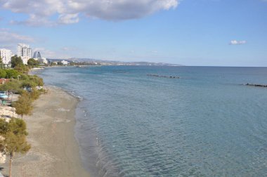 Kıbrıs 'taki güzel Akti Olympion Plajı Limasol