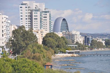 Kıbrıs 'taki güzel Akti Olympion Plajı Limasol