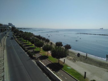 Kıbrıs 'taki güzel Akti Olympion Plajı Limasol