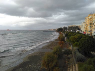 Kıbrıs 'taki güzel Akti Olympion Plajı Limasol