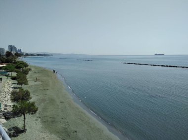 Kıbrıs 'taki güzel Akti Olympion Plajı Limasol