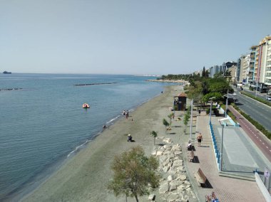 Kıbrıs 'taki güzel Akti Olympion Plajı Limasol