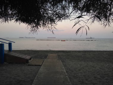 Kıbrıs 'taki güzel Akti Olympion Plajı Limasol