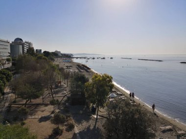 Kıbrıs 'taki güzel Akti Olympion Plajı Limasol