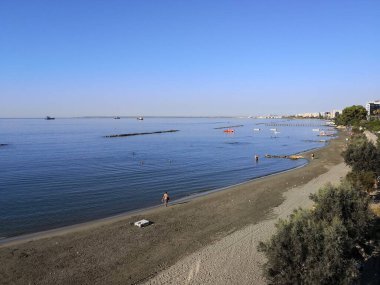 Kıbrıs 'taki güzel Akti Olympion Plajı Limasol