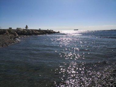 Kıbrıs 'taki güzel Akti Olympion Plajı Limasol