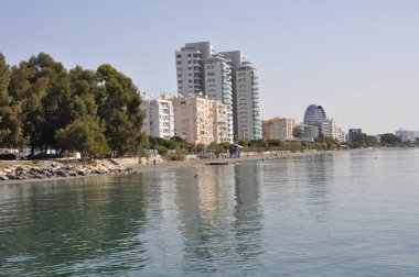 Kıbrıs 'taki güzel Limasol Enaerios Plajı Limasol