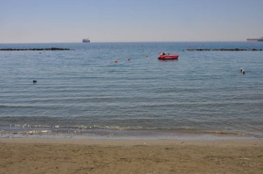 Kıbrıs 'taki güzel Limasol Enaerios Plajı Limasol