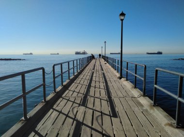 Kıbrıs 'taki güzel Limasol Enaerios Plajı Limasol