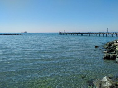 Kıbrıs 'taki güzel Limasol Enaerios Plajı Limasol