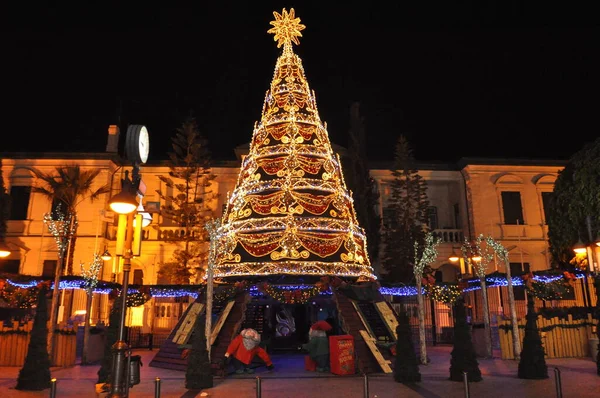 Hermosa Calle Limassol Adornos Navidad — Foto de Stock