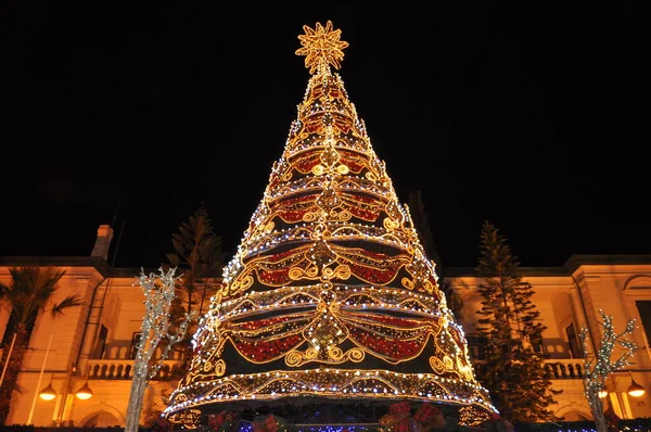 Hermosa Calle Limassol Adornos Navidad — Foto de Stock