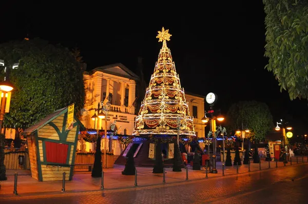 Hermosa Calle Limassol Adornos Navidad — Foto de Stock