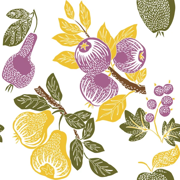 Fruit in de tuin. naadloze patroon — Stockvector