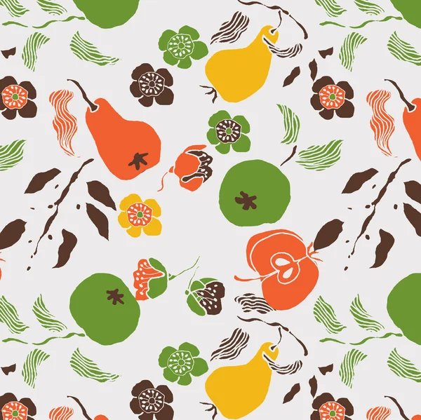 Frutas y flores Deco Tile — Vector de stock