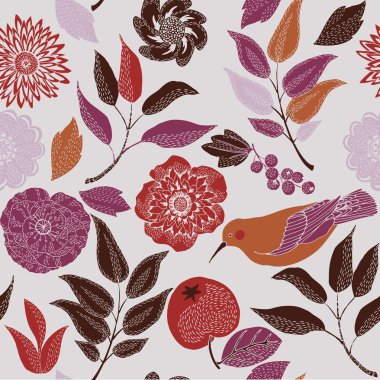 kuş ile Bahçe. seamless modeli