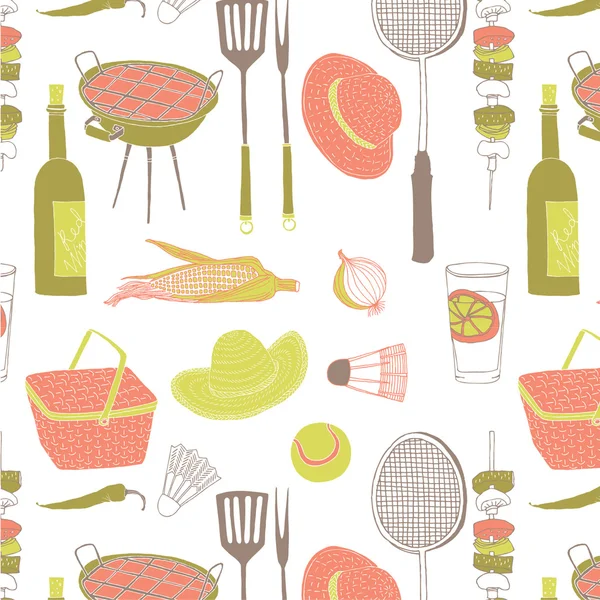 Barbecue Related Items. Seamless Pattern — Stock Vector