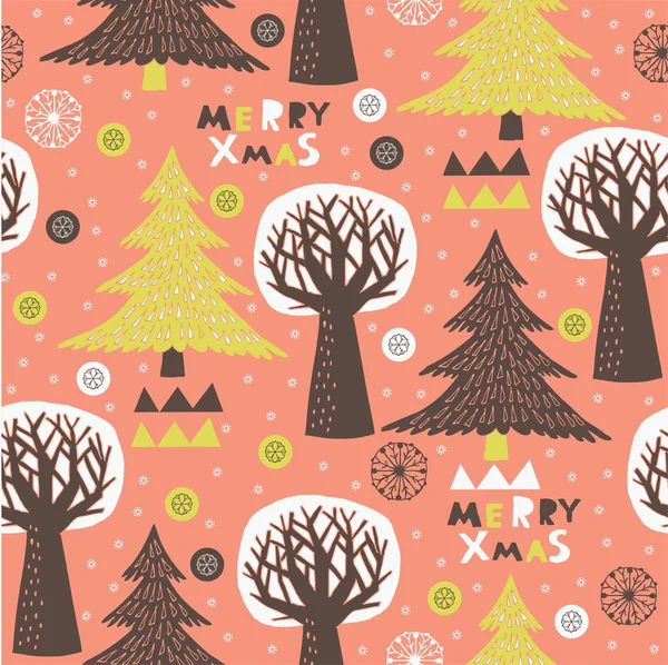 Joyeux Noël forêt d'hiver — Image vectorielle