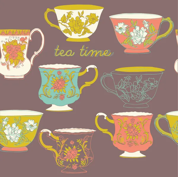 Tea seamless pattern — Stock Vector