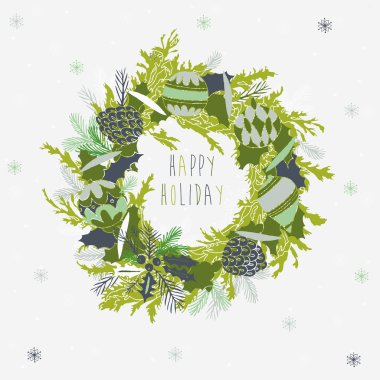 festival çelenk ile tebrik kartı黄金鸡肉馅卷饼与健康的沙拉