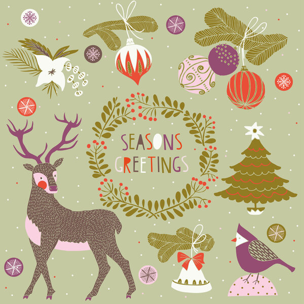 Set of Christmas and New Year's graphic elements