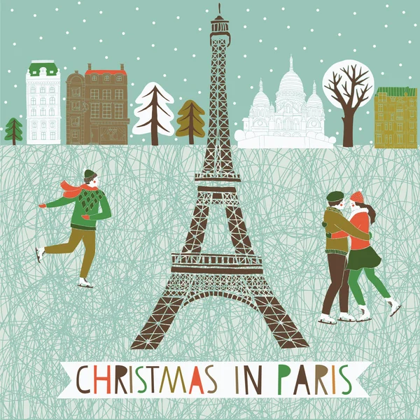 圣诞节在巴黎印刷设计 — 图库矢量图片