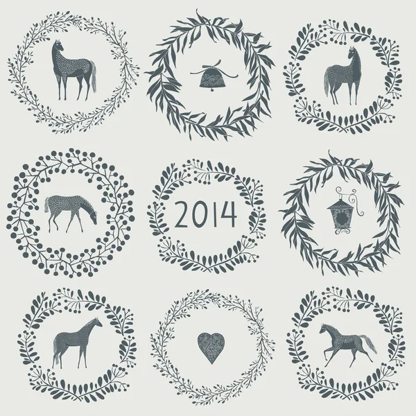 Bonne année 2014 ! Année du cheval — Image vectorielle