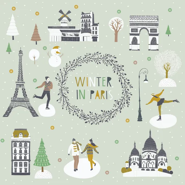 French Christmas in Paris — Stock Vector