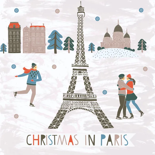 Christmas in paris wenskaart Rechtenvrije Stockillustraties