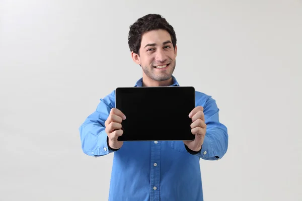 Holding tablet — Stock Photo, Image