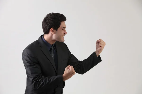 Businessman with fighting stance — Stock Photo, Image