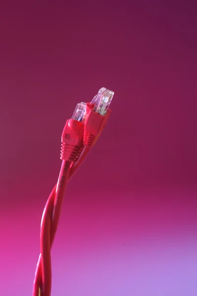 Ethernet cable against color background — Stock Photo, Image